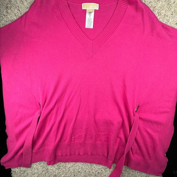 Michael Kors RABBIT Knit Poncho Sweater Small Medium Pink Long Sleeve Oversized - Picture 1 of 16